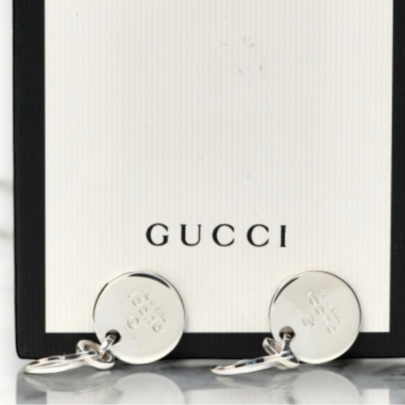 Authentic Gucci Sterling Silver 925 Round Logo Dangle Earrings! - Picture 10 of 16